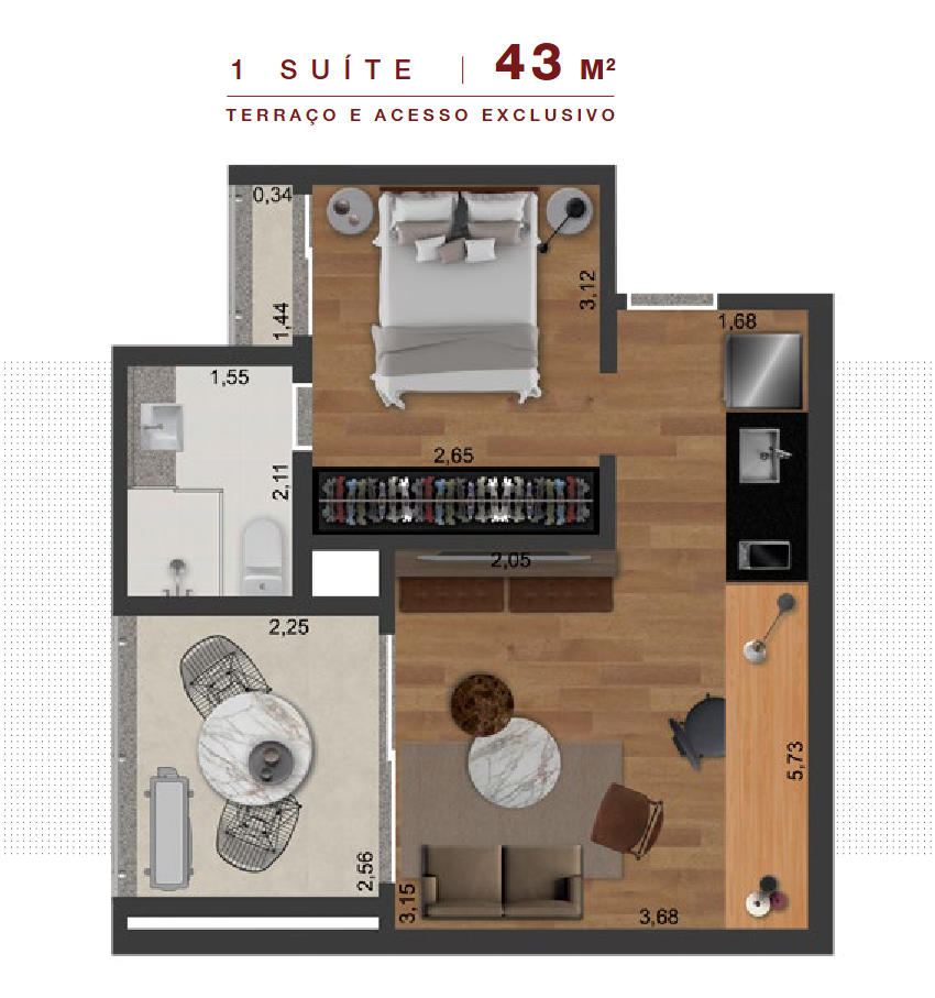 Apartamento, 1 quarto, 45 m² - Foto 7